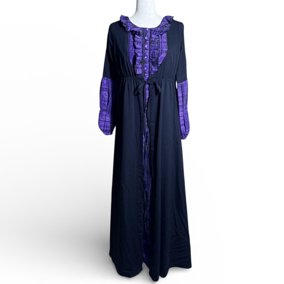 Habiba Black and Purple Maxi Abaya Dress Size XL